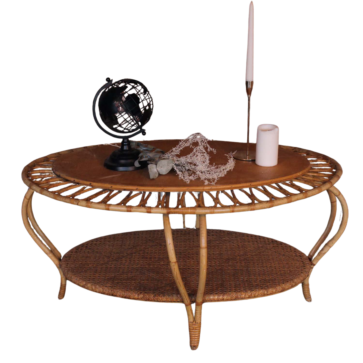 Table Basse Rotin Ovale Dentelle