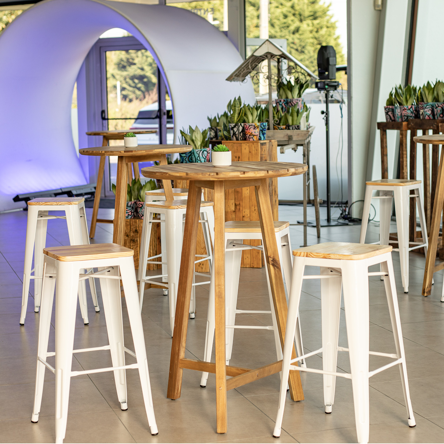 Tabouret Metal Blanc Et Bois