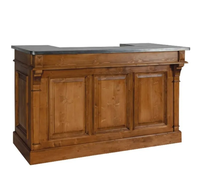 Bar En Bois 180cm Dessus En Zinc